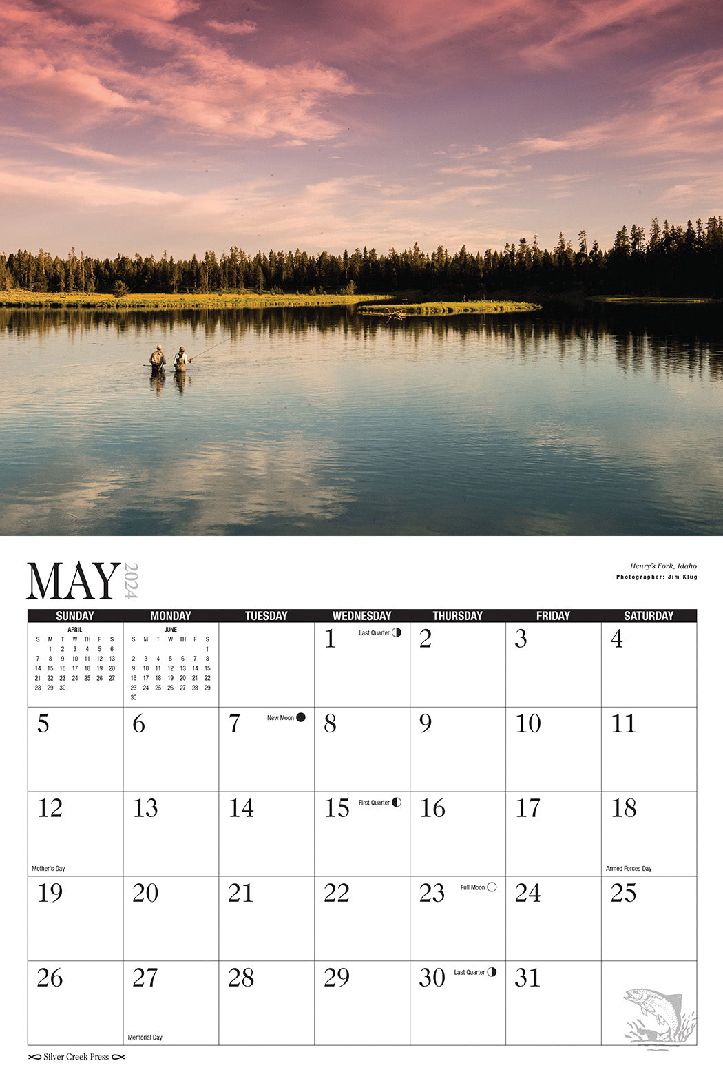 Fly Fishing Calendar 2024 Monthly Wall Calender 12 Month